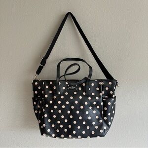 Kate Spade Black Polka Dot Faux Leather Diaper Bag Purse